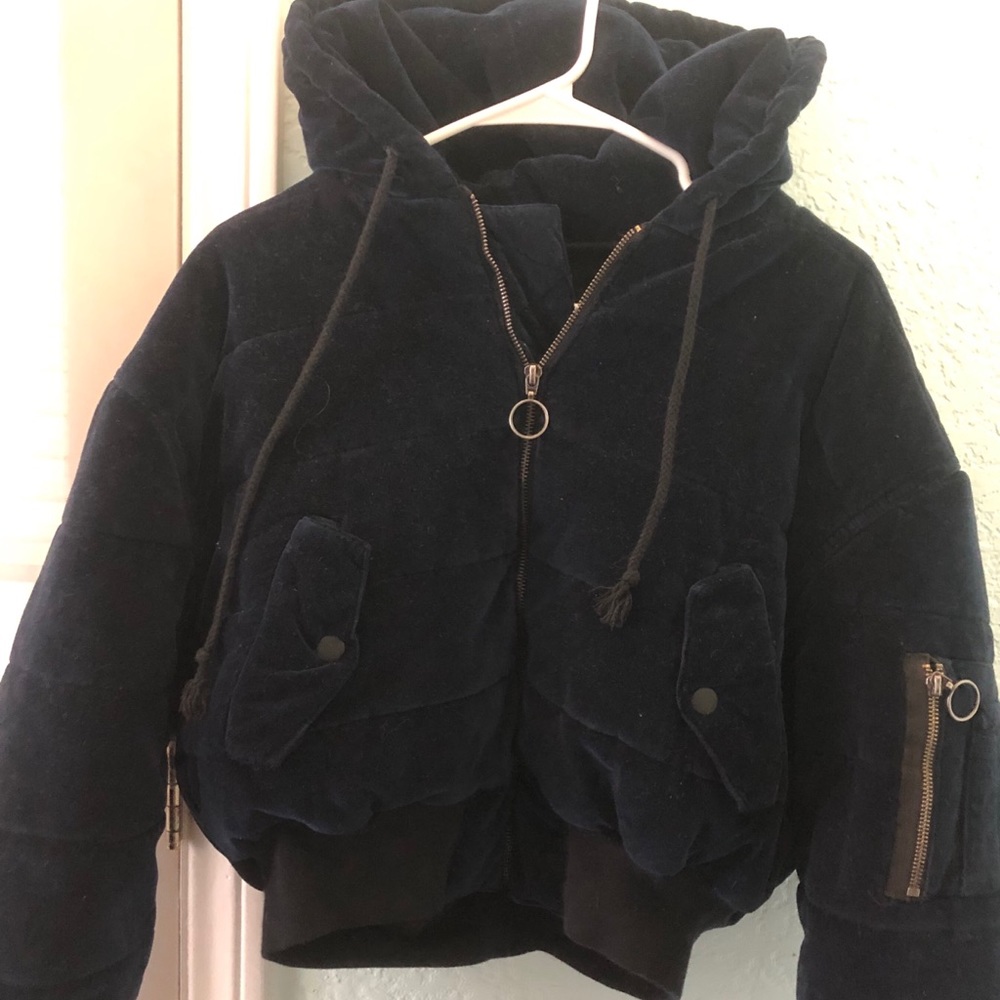 Hudson velour cropped puffer jacket